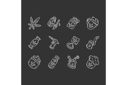 Weed products chalk icons set