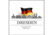 Dresden City skyline black and white