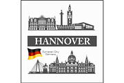 Hannover City skyline black and