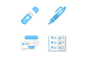 Office work attributes icons set