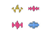 Sound waves color icons set