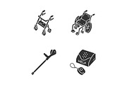 Disabled devices glyph icons set