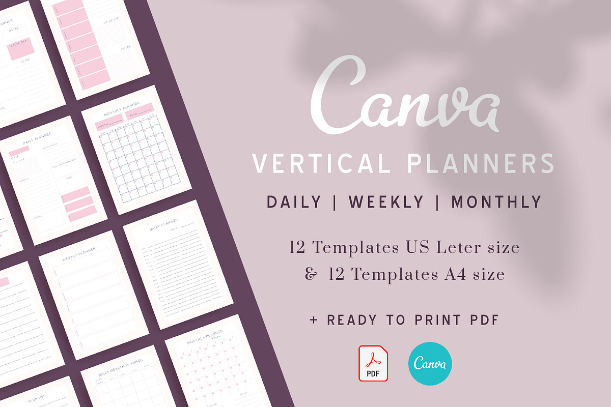 CANVA VERTICAL PLANNERS in Stationery Templates - product preview 8