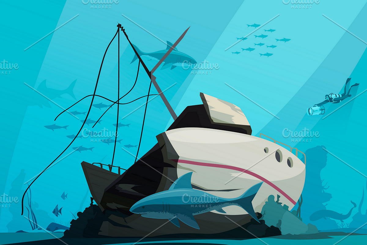 Diving underwater composition in Illustrations - product preview 8