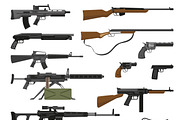 Various weapons guns icons set