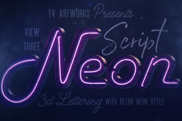 Script Neon 3D Lettering in Graphics - product preview 3