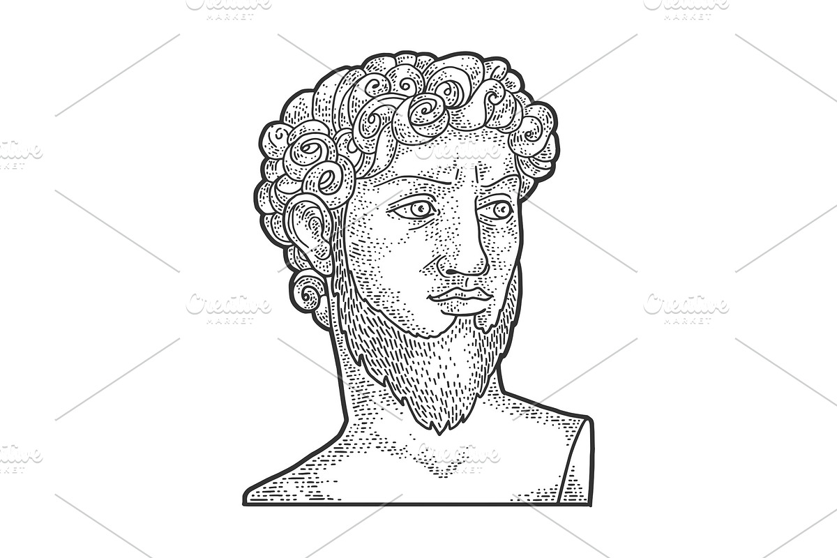 David sculpture with beard sketch in Illustrations - product preview 8