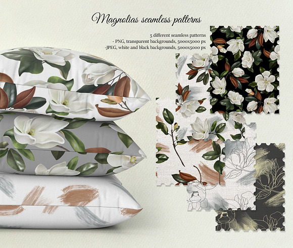 Magnolias hand drawn botanical set in Illustrations - product preview 5