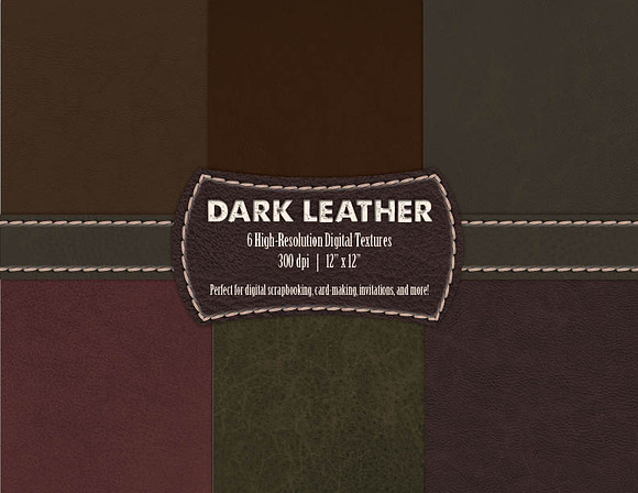 6 Dark Leather Digital Textures in Textures - product preview 1