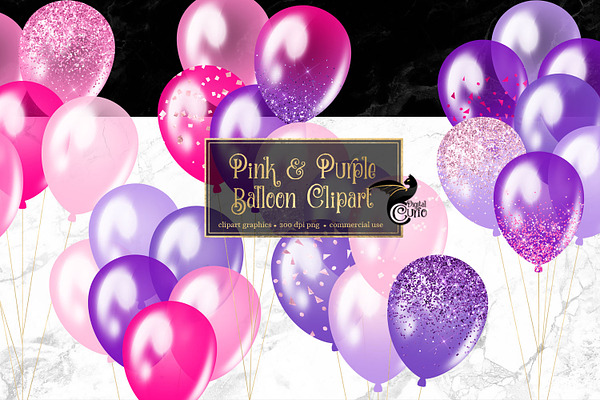 Pink and Purple Balloons Clipart