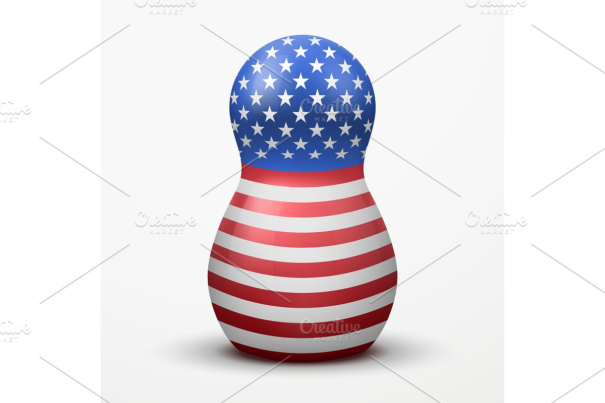 Russian matrioshka in USA flag color in Illustrations - product preview 8