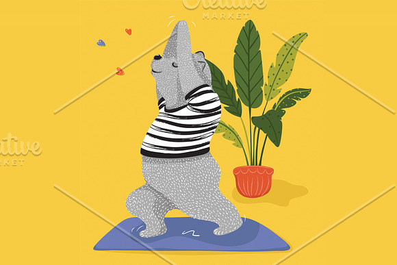 3 cute yoga bear. Bear illustration in Illustrations - product preview 2