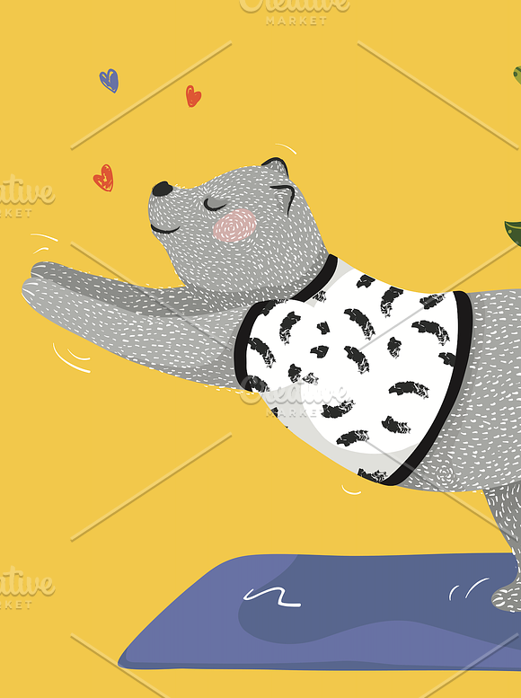 3 cute yoga bear. Bear illustration in Illustrations - product preview 3