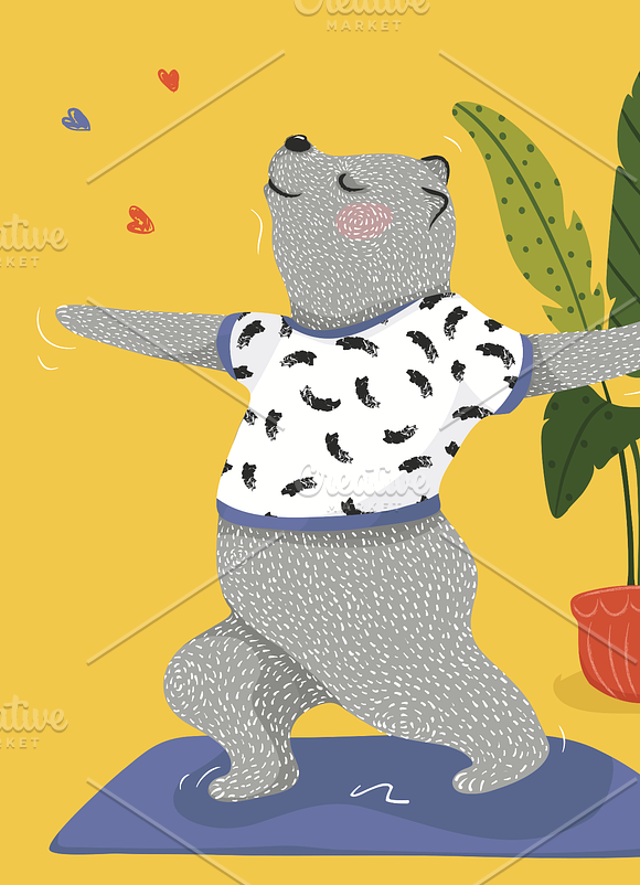 3 cute yoga bear. Bear illustration in Illustrations - product preview 4