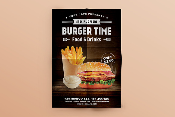 Burger Flyer in Flyer Templates - product preview 2