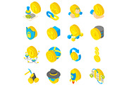 Cyber coin icons set