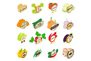 Best vegetables icons set, isometric