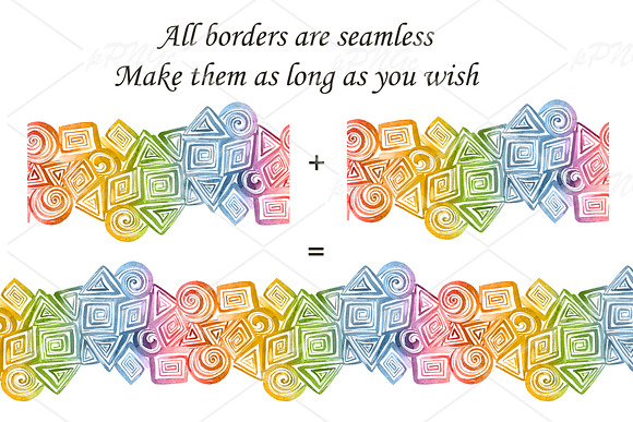 Watercolor Seamless Borders Clipart in Illustrations - product preview 2