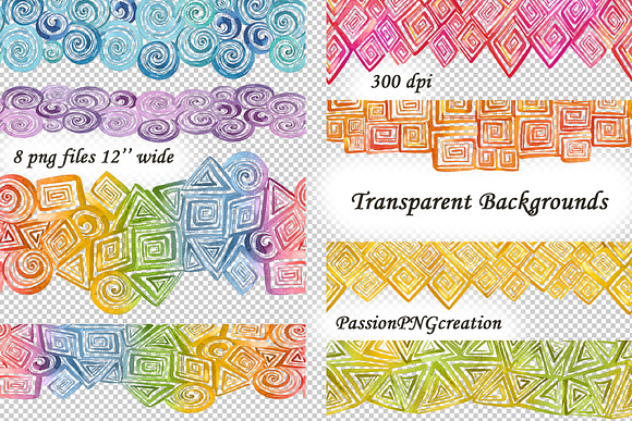 Watercolor Seamless Borders Clipart in Illustrations - product preview 3