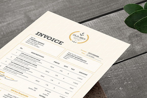 Old Zey Hospitality Invoice Ai in Stationery Templates - product preview 1