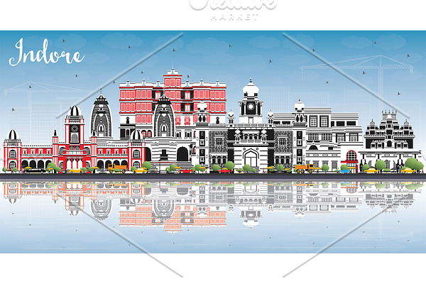 Indore India City Skyline with Gray