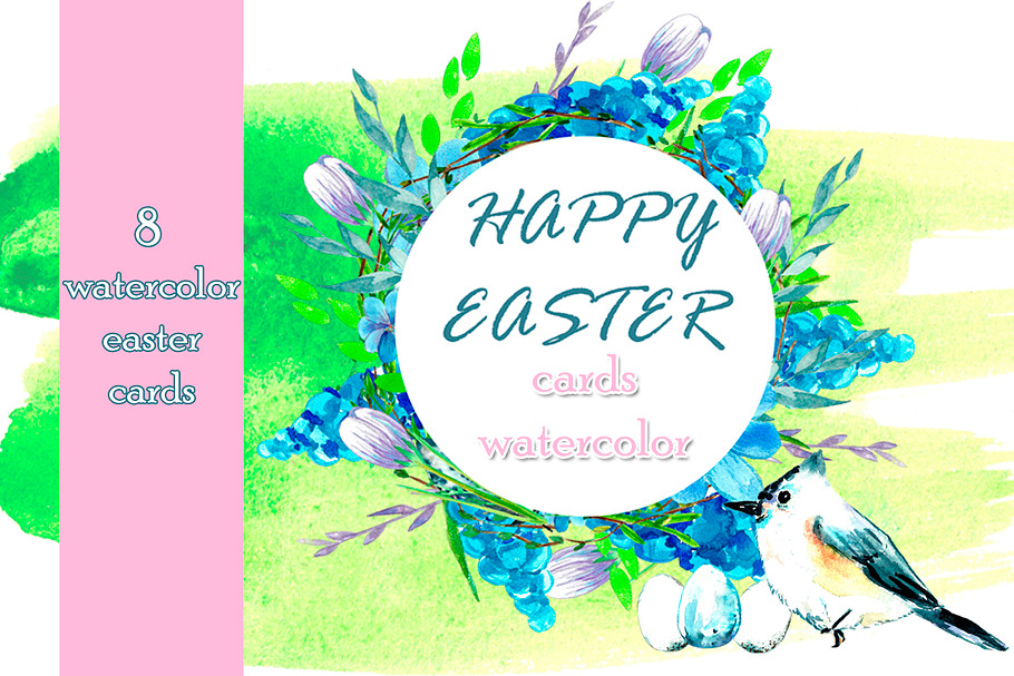 Easter cards watercolor in Illustrations - product preview 8