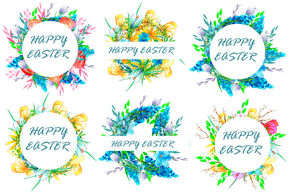 Easter cards watercolor in Illustrations - product preview 1