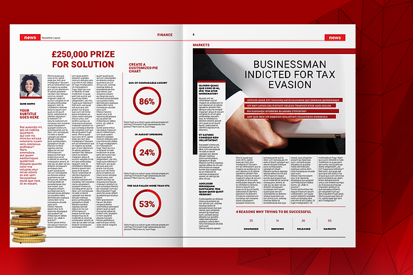 Red Business Newsletter in Brochure Templates - product preview 2