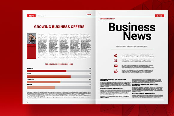 Red Business Newsletter in Brochure Templates - product preview 3