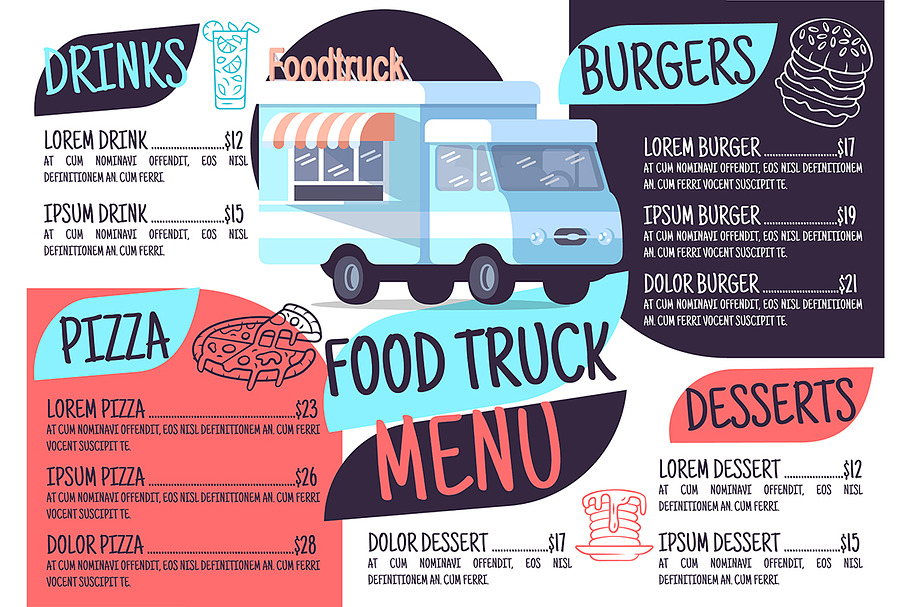 Food truck menu template in Business Card Templates - product preview 8
