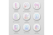 Bioengineering app icons set