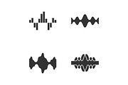Sound waves glyph icons set