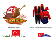 Turkey tourism concept icons set