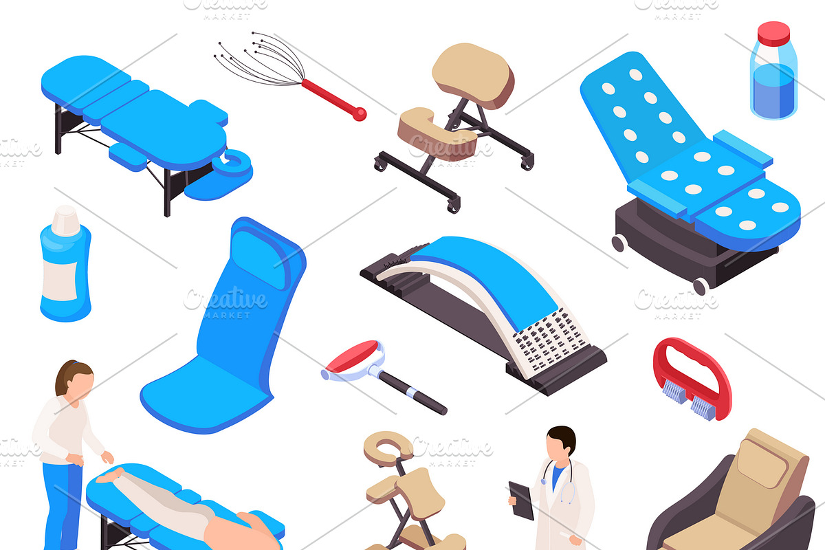 Massage therapy isometric icons in Icons - product preview 8