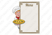 Pizza Chef Cook Cartoon Man Menu