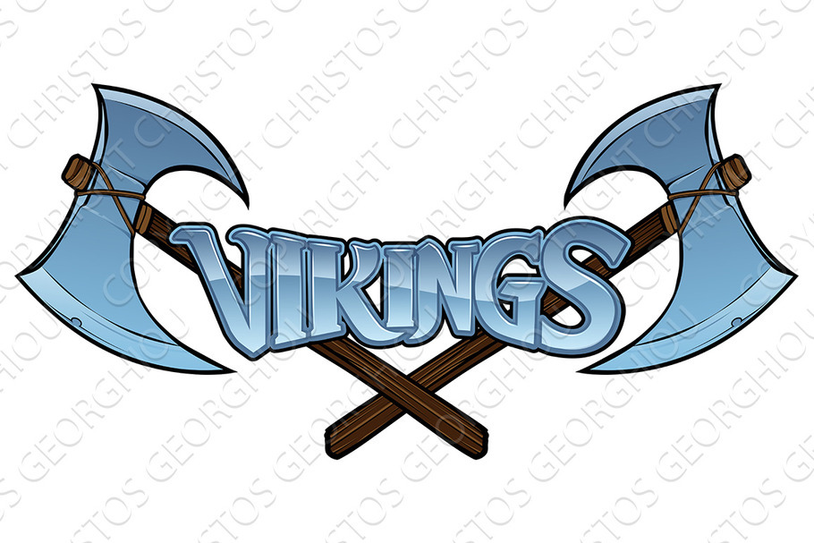 Vikings Crossed Axes Sign Graphic