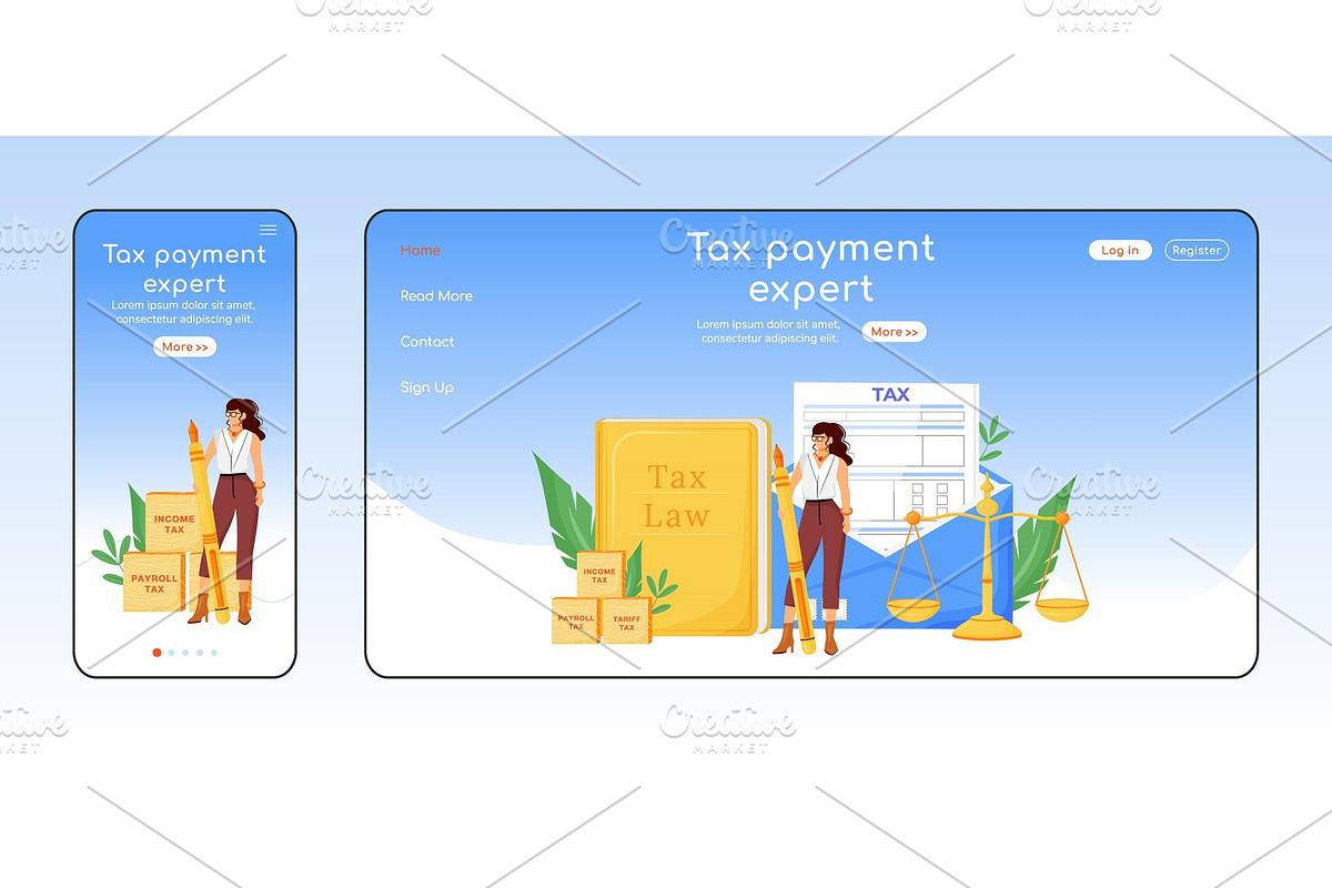 Tax payment expert landing page in Landing Page Templates - product preview 8