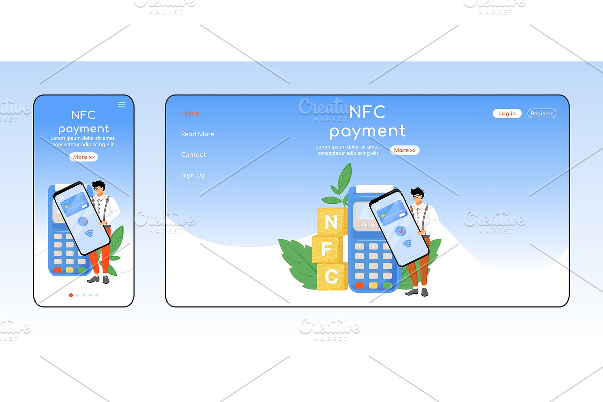 NFC payment adaptive landing page in Landing Page Templates - product preview 8