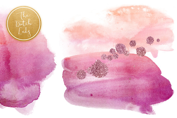 Purple & Peach Watercolor Clipart in Illustrations - product preview 2