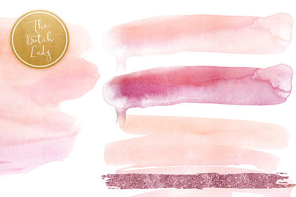 Purple & Peach Watercolor Clipart in Illustrations - product preview 3