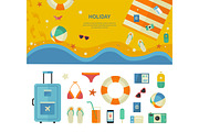 Banner and Icons of Sea Holiday