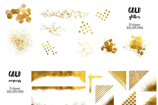 Gold glitters, sparkles and corners