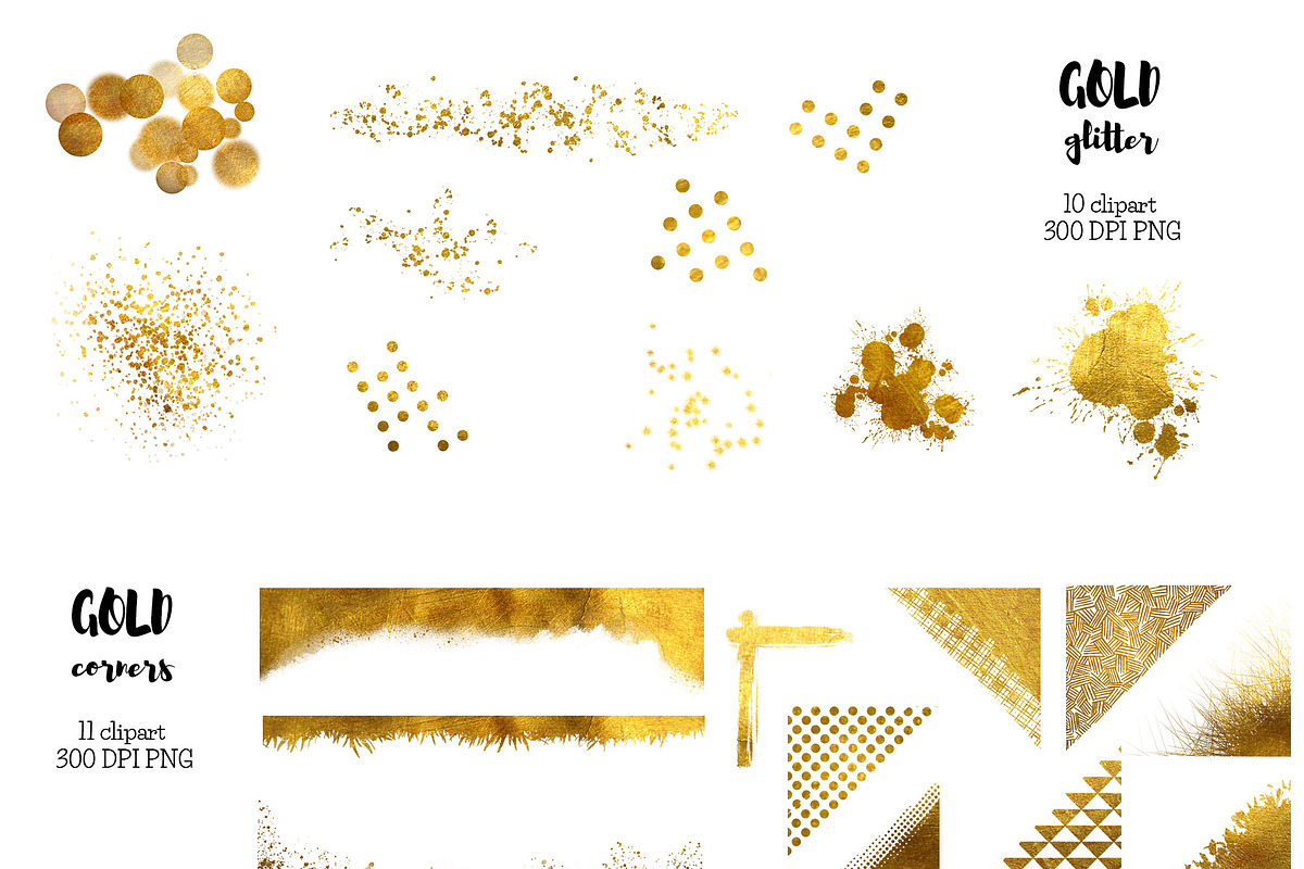 Gold glitters, sparkles and corners in Objects - product preview 8