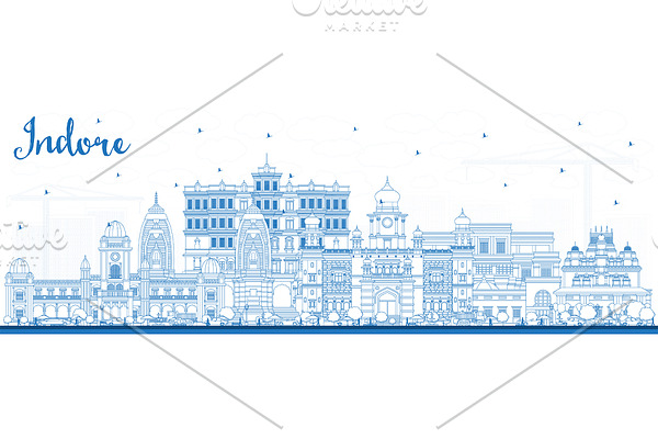 Outline Indore India City Skyline