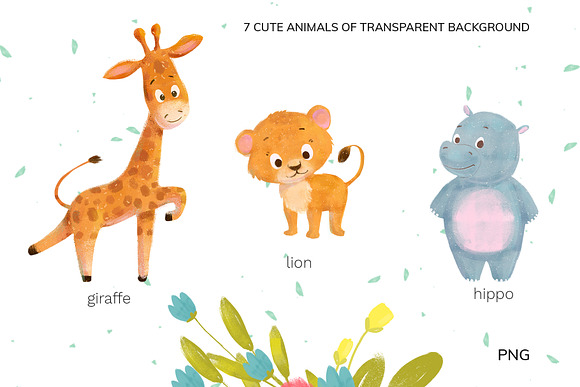 Wild cute animals & floral in Illustrations - product preview 1
