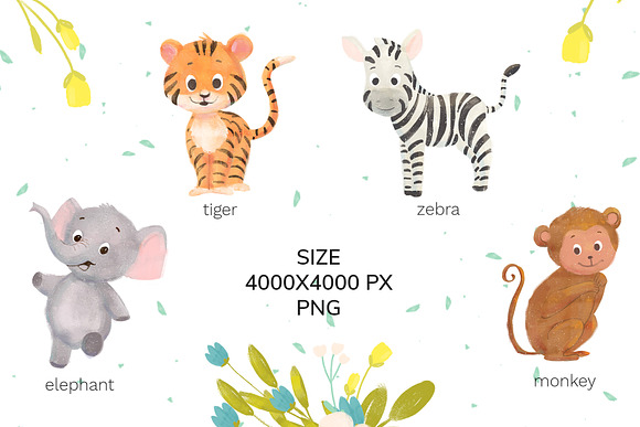 Wild cute animals & floral in Illustrations - product preview 2