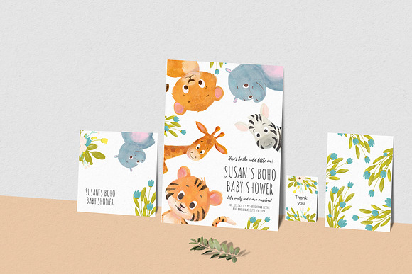 Wild cute animals & floral in Illustrations - product preview 8