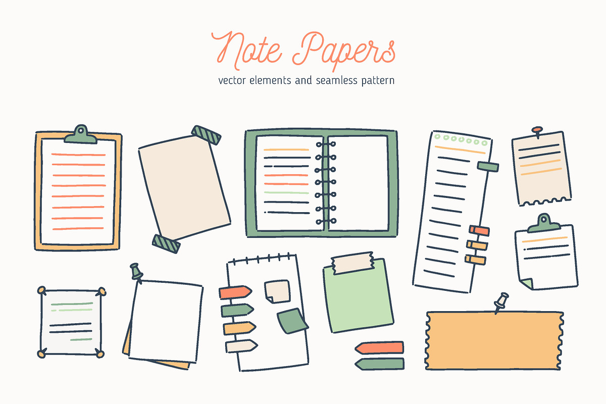 Note papers set and seamless in Illustrations - product preview 8