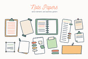 Note papers set and seamless