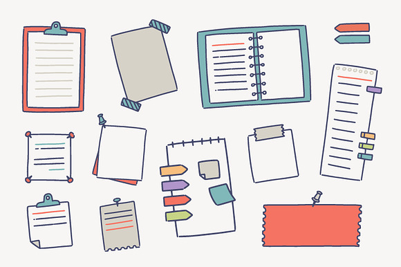 Note papers set and seamless in Illustrations - product preview 1